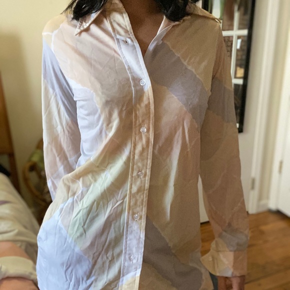 Rare Vintage 70s Sheer Pastel Blouse - Picture 4 of 8